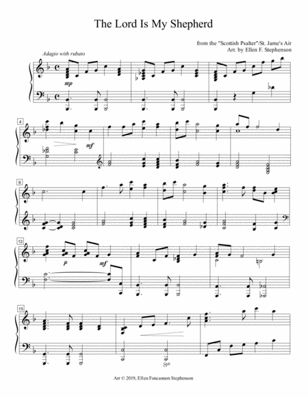 The Lord Is My Shepherd St James Air Piano Solo Sheet Music