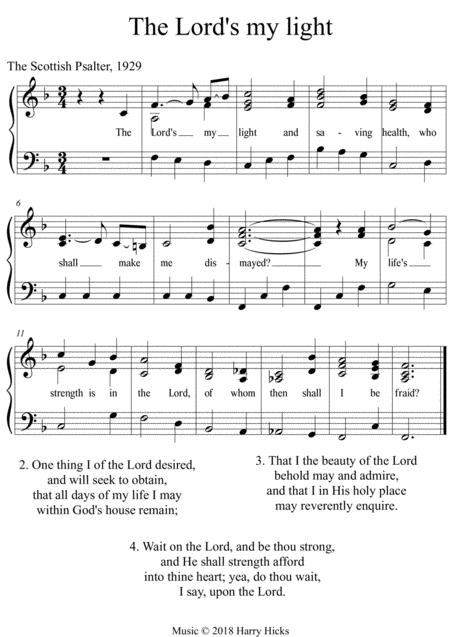 Free Sheet Music The Lords My Light And Saving Health A New Tune To A Wonderful Old Hymn