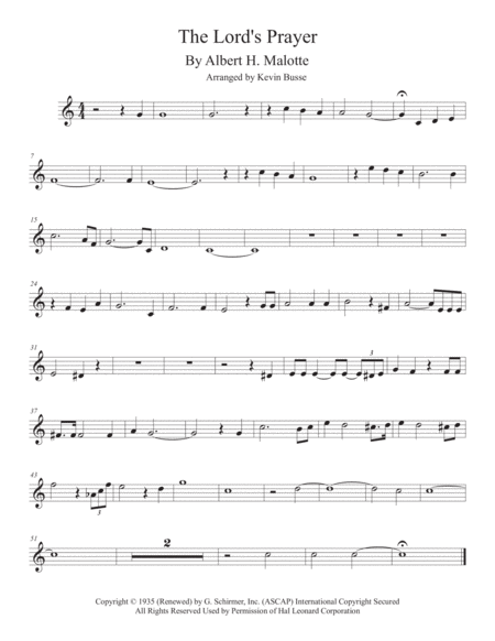 The Lords Prayer Easy Key Of C Tenor Sax Sheet Music