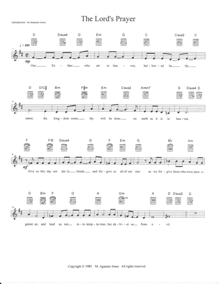 The Lords Prayer For The Kingdom Sheet Music