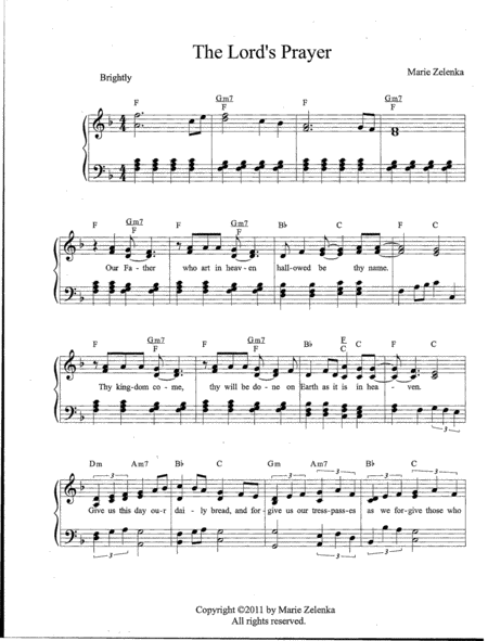 The Lords Prayer Piano With Lyrics Sheet Music