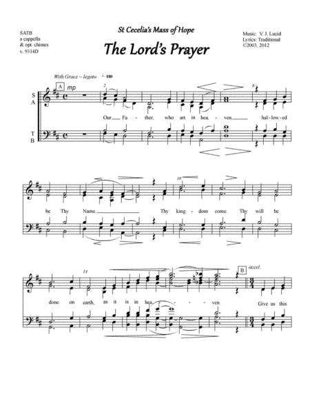 Free Sheet Music The Lords Prayer Satb A Cappella