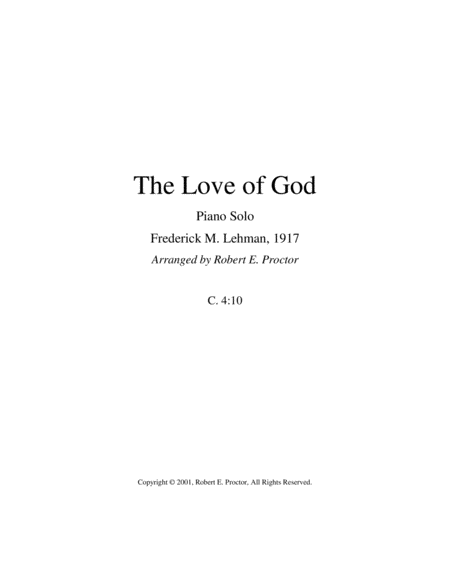 The Love Of God Piano Solo Sheet Music