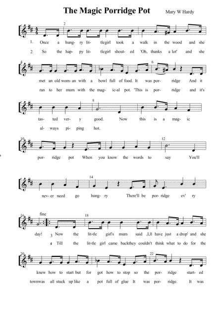 Free Sheet Music The Magic Porridge Pot