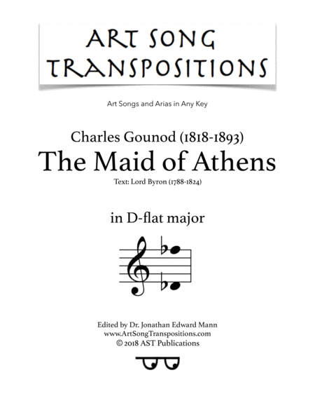 Free Sheet Music The Maid Of Athens D Flat Major