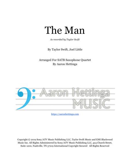 The Man Taylor Swift Satb Saxophone Quartet Sheet Music