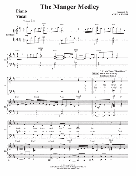 Free Sheet Music The Manger Medley