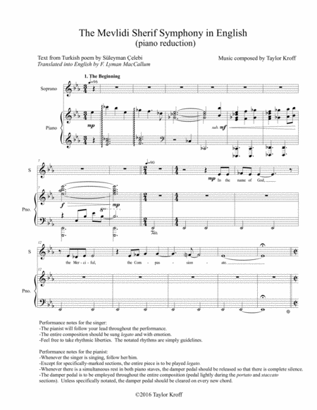 Free Sheet Music The Mevlidi Sherif Symphony In English Piano Reduction