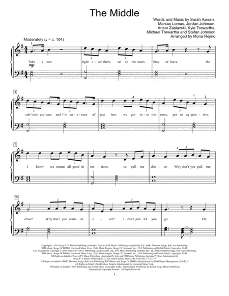 The Middle Arr Mona Rejino Sheet Music