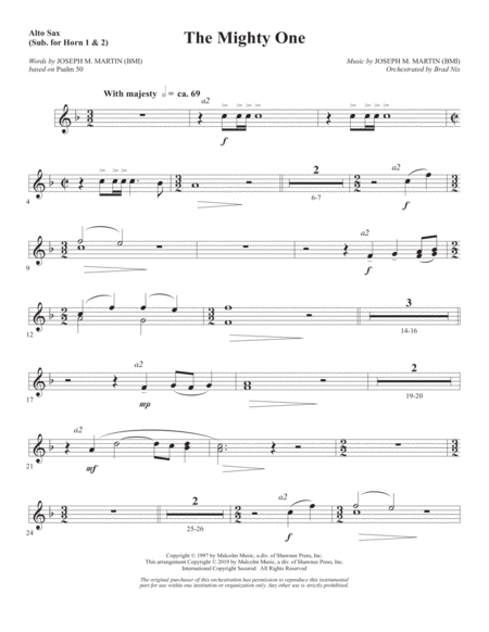 Free Sheet Music The Mighty One Alto Sax 1 2 Sub Horn 1 2