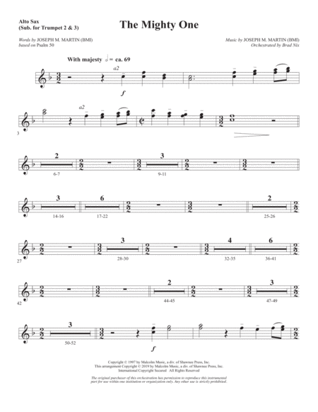 Free Sheet Music The Mighty One Alto Sax Sub Trumpet 2 3