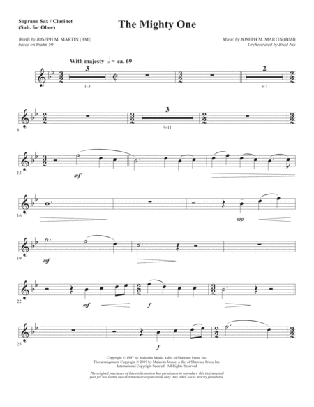 Free Sheet Music The Mighty One Soprano Sax Clarinet Sub Oboe