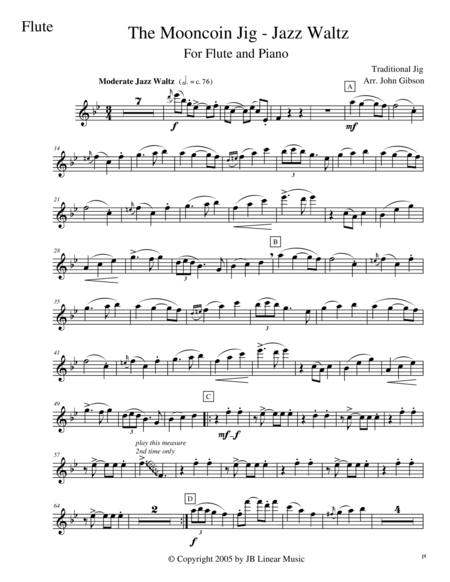 The Mooncoin Jig Jazz Waltz For Flute And Piano Sheet Music