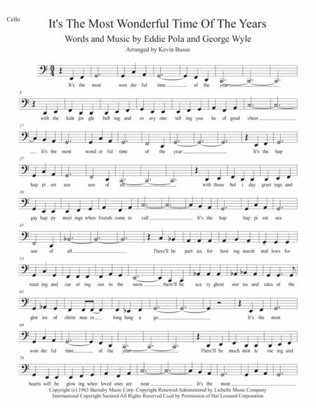 The Most Wonderful Time Of The Year Easy Key Of C Cello Sheet Music