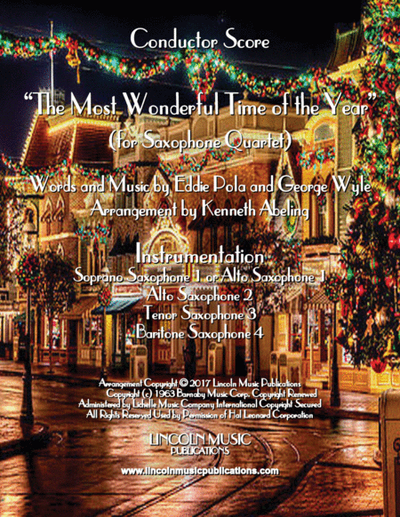 The Most Wonderful Time Of The Year For Saxophone Quartet Satb Or Aatb Sheet Music