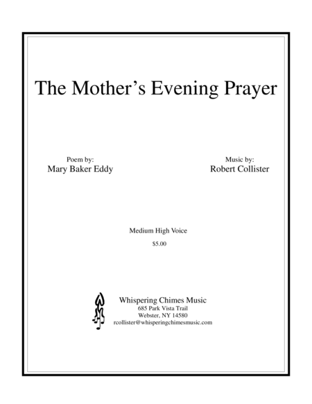 Free Sheet Music The Mothers Evening Prayer Medium High Voice