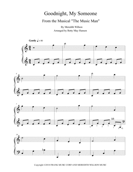 The Music Man Goodbye My Someone Sheet Music