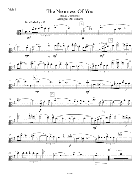 Free Sheet Music The Nearness Of You Viola 1