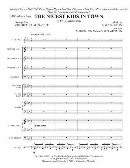 Free Sheet Music The Nicest Kids In Town From Hairspray Full Score And Parts