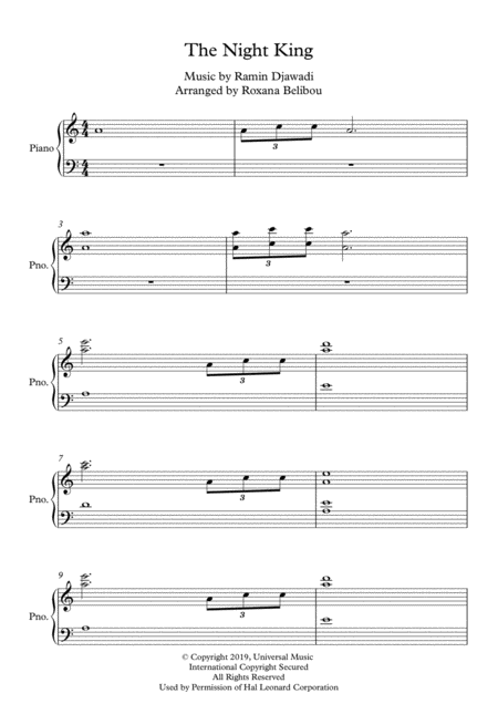 The Night King From Game Of Thrones Piano Sheet Music