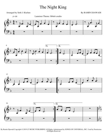 Free Sheet Music The Night King