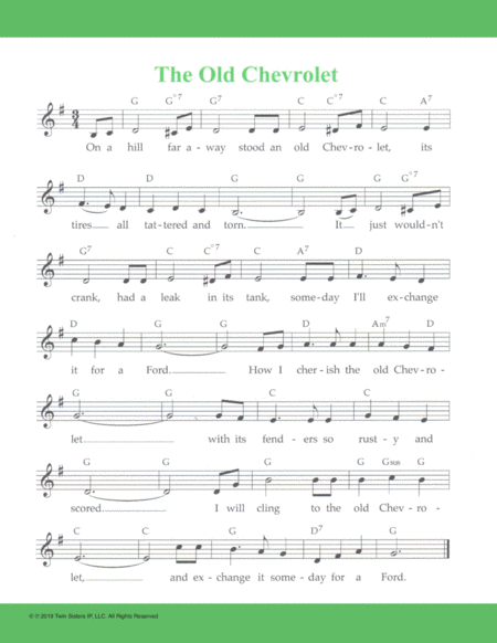 Free Sheet Music The Old Chevrolet