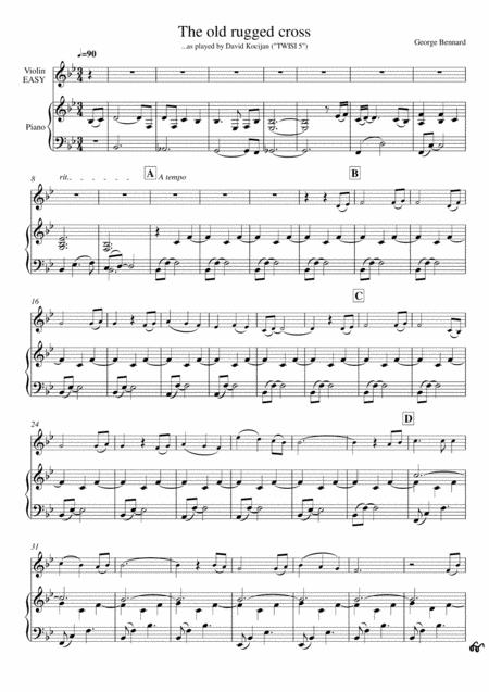 Free Sheet Music The Old Rugged Cross Piano Violin Easy