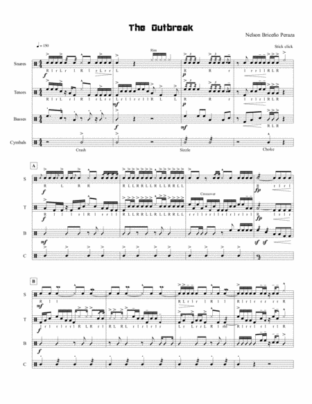 Free Sheet Music The Outbreak Drumline Cadence