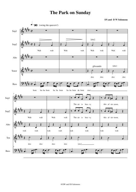 The Park On Sunday For Mixed Voice Choir Ssatb Sheet Music