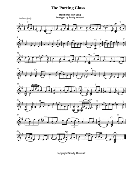 The Parting Glass For Solo Violin Sheet Music