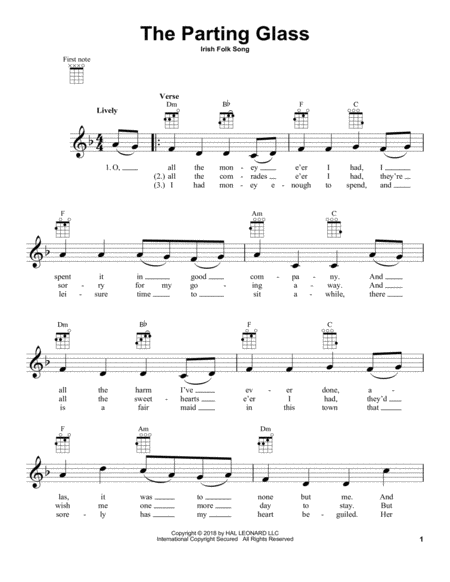 Free Sheet Music The Parting Glass