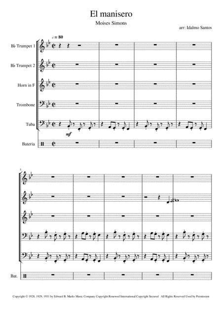 Free Sheet Music The Peanut Vendor El Manisero Quintet Brass