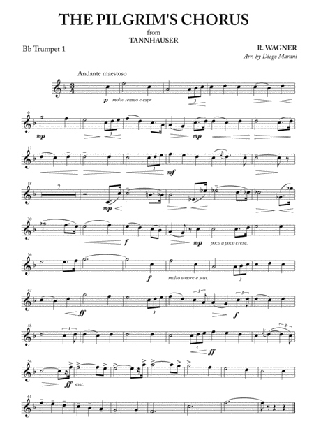 The Pilgrims Chorus For Brass Quartet Sheet Music