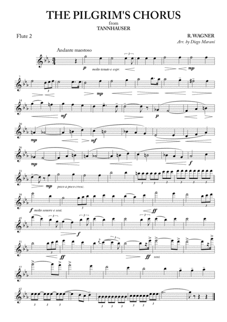 Free Sheet Music The Pilgrims Chorus For Flute Quartet