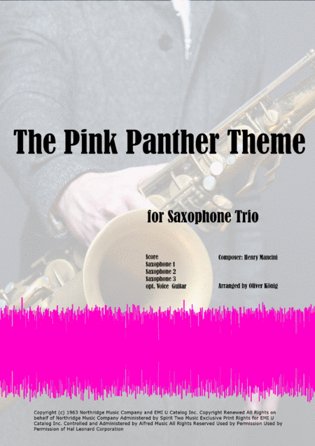 Free Sheet Music The Pink Panther For 3 Saxophones