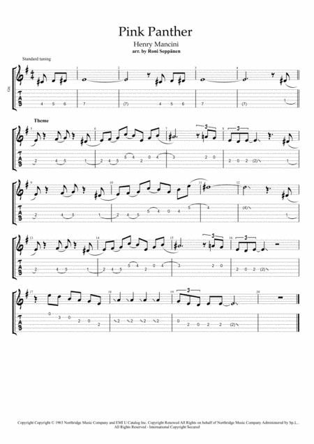 The Pink Panther For Easy Guitar Sheet Music