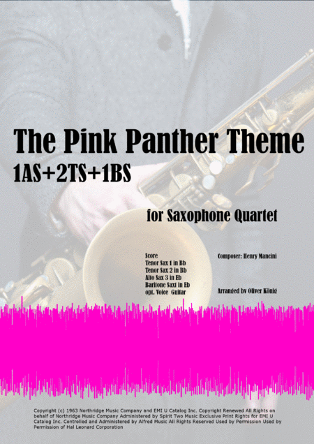 The Pink Panther For Saxophone Quartet 1 As 2 Ts 1 Bs Sheet Music