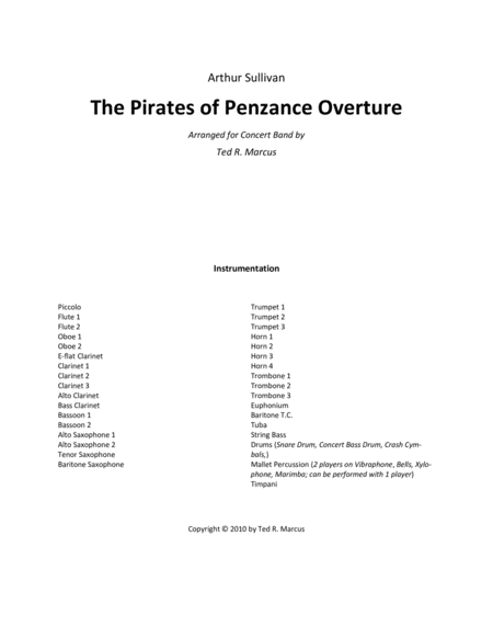 The Pirates Of Penzance Overture Sheet Music