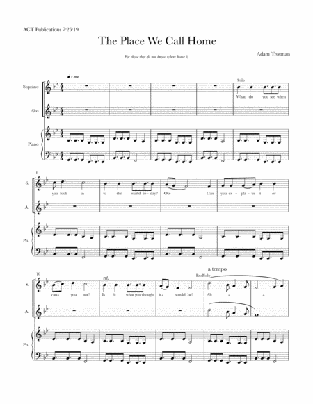 The Place We Call Home Sheet Music