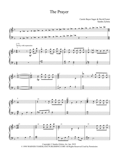 Free Sheet Music The Prayer 3 Octave Handbells