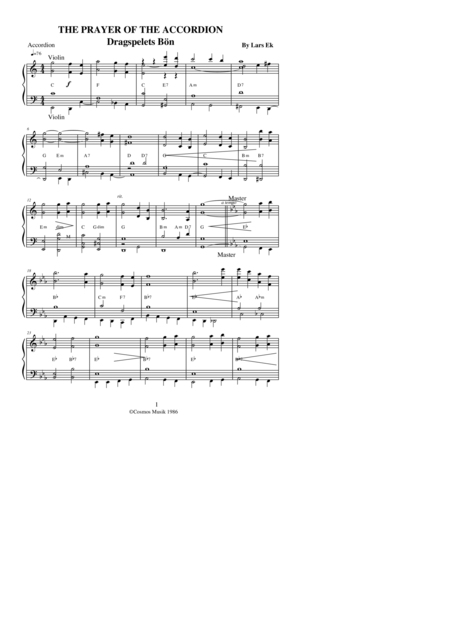 Free Sheet Music The Prayer Of The Accordion