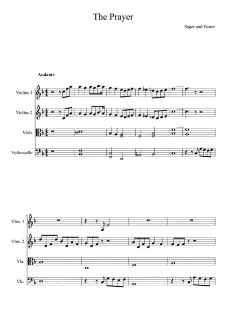 Free Sheet Music The Prayer String Quartet Score Only