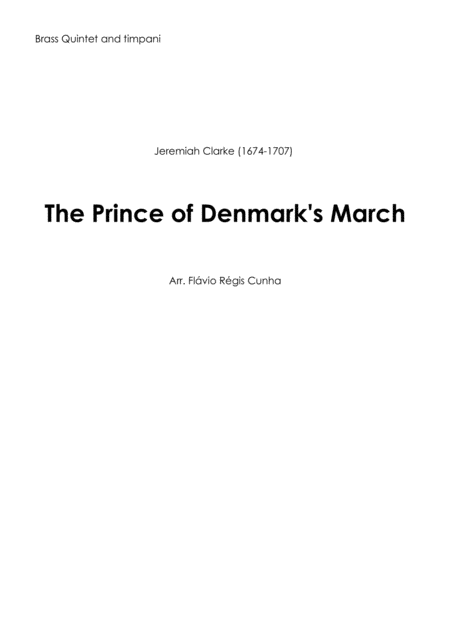 Free Sheet Music The Prince Of Denmarks March