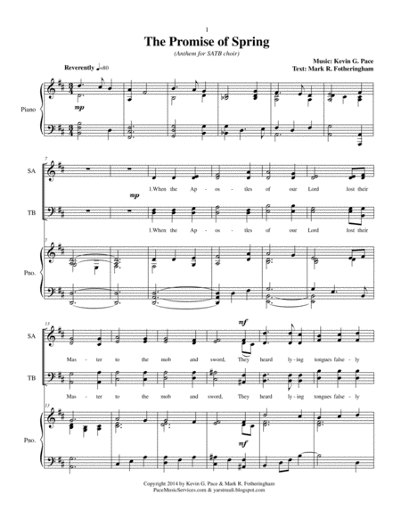 The Promise Of Spring Satb Choir With Piano Accompaniment Sheet Music