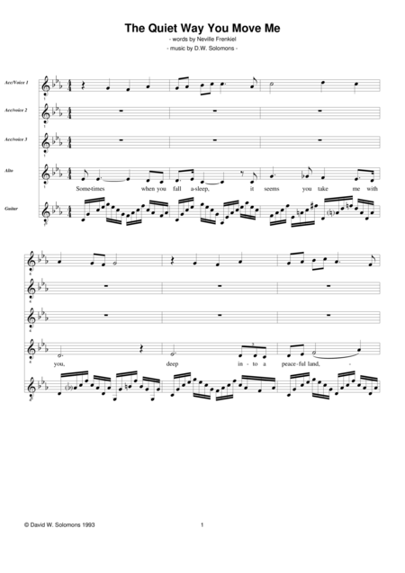 The Quiet Way You Move Me For Alto Chorus And Guitar Sheet Music