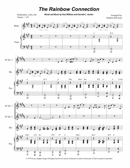 Free Sheet Music The Rainbow Connection Duet For Bb Trumpet