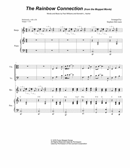 Free Sheet Music The Rainbow Connection For String Quartet