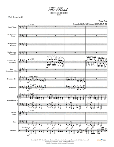 The Road Chicago Full Score Set Of Parts Sheet Music