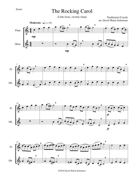 Free Sheet Music The Rocking Carol Little Jesus Sweetly Sleep For Flute And Oboe