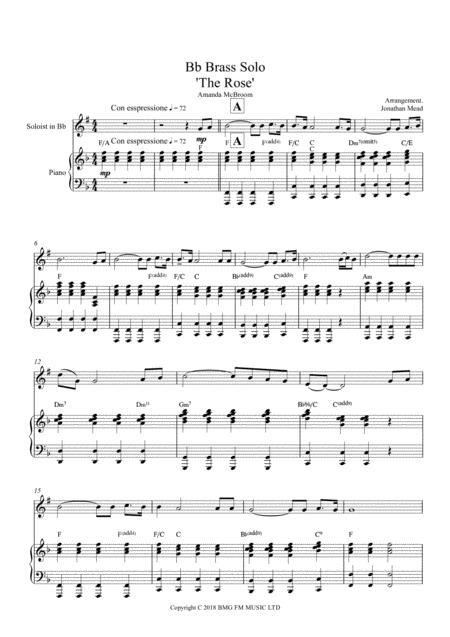 Free Sheet Music The Rose For Bb Brass Instrument And Piano